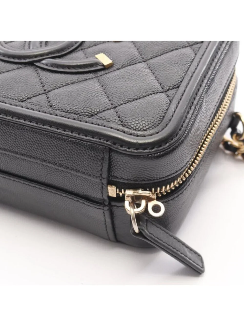 Chanel Shoulder Bag CC Figry Small Vanity 2-Way Black Caviar Leather CC Quilted